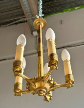 Load image into Gallery viewer, Delicate Little Antique French Ormolu Bronze Chandelier Ceiling Empire 19TH
