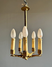 Load image into Gallery viewer, Delicate Little Antique French Ormolu Bronze Chandelier Ceiling Empire 19TH
