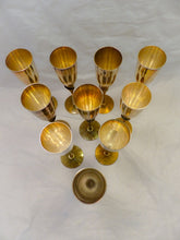 Load image into Gallery viewer, Charming Set of x10 Vintage Champagne Flutes - Brass &amp; Gilded Metal - 9&quot;
