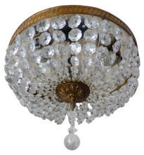 Load image into Gallery viewer, Gorgeous Vintage French Empire Ceiling D: 12&quot; Gilded Brass &amp; Prisms Crystal 50&#39;s
