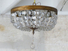 Load image into Gallery viewer, Gorgeous Vintage French Empire Ceiling D: 12&quot; Gilded Brass &amp; Prisms Crystal 50&#39;s
