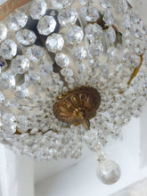 Load image into Gallery viewer, Gorgeous Vintage French Empire Ceiling D: 12&quot; Gilded Brass &amp; Prisms Crystal 50&#39;s
