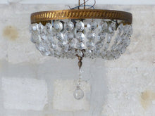 Load image into Gallery viewer, Gorgeous Vintage French Empire Ceiling D: 12&quot; Gilded Brass &amp; Prisms Crystal 50&#39;s
