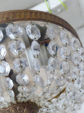 Load image into Gallery viewer, Gorgeous Vintage French Empire Ceiling D: 12&quot; Gilded Brass &amp; Prisms Crystal 50&#39;s
