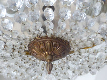 Load image into Gallery viewer, Gorgeous Vintage French Empire Ceiling D: 12&quot; Gilded Brass &amp; Prisms Crystal 50&#39;s
