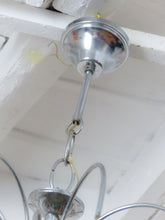 Load image into Gallery viewer, Vintage Waterfall Chandelier Amber Glass Drops 1970 MURANO Chrome Venini Ceiling
