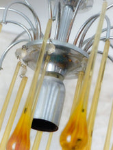 Load image into Gallery viewer, Vintage Waterfall Chandelier Amber Glass Drops 1970 MURANO Chrome Venini Ceiling
