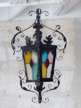 Load image into Gallery viewer, Gorgeous 27&quot; French Lantern Gothic Castle Tole Iron Late 19TH Chandelier Ceiling
