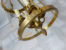 Load image into Gallery viewer, Gorgeous Larg Vintage Hall Lantern Chandelier Gilded Bronze Brass Ceiling Ribbon
